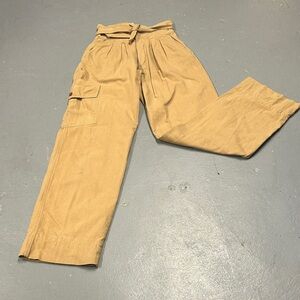 Willi Wear pants in tan with paperbag waist. Size S